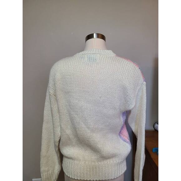 Vintage 90s pastel bauble bobble knit sweater with floral details Large - Picture 5 of 6